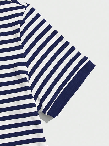 NORVETH Men's Striped Slim Fit Round Neck T-Shirt, Summer