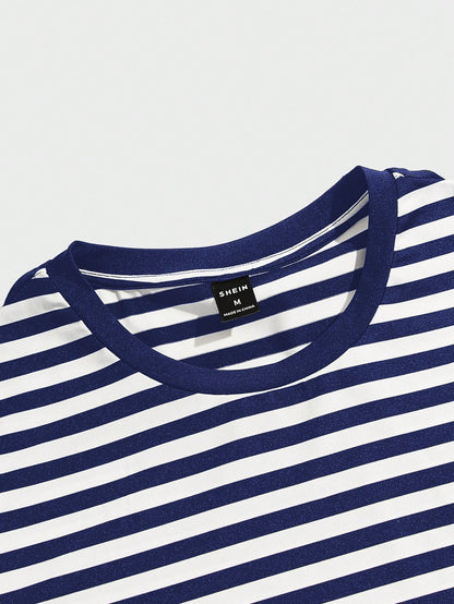 NORVETH Men's Striped Slim Fit Round Neck T-Shirt, Summer