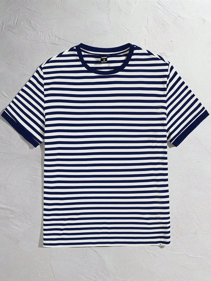 NORVETH Men's Striped Slim Fit Round Neck T-Shirt, Summer