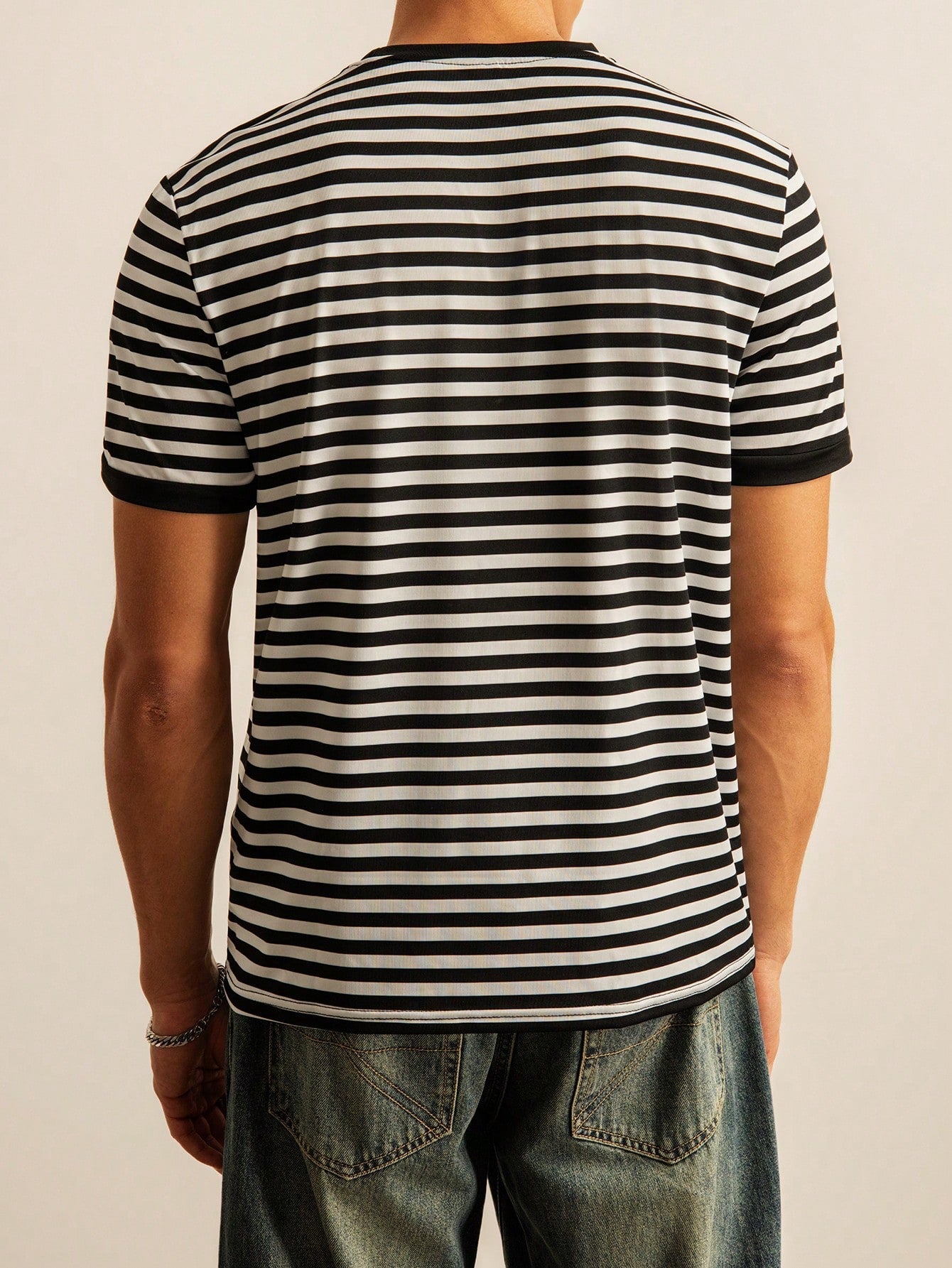 NORVETH Men's Striped Slim Fit Round Neck T-Shirt, Summer