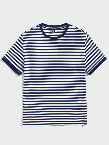 NORVETH Men's Striped Slim Fit Round Neck T-Shirt, Summer