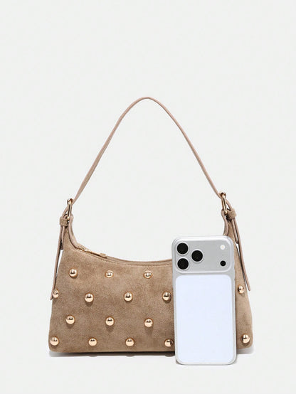 Novachic, 26 New Season, 1PC Rivet Decoration, Zipper Closure, Adjustable Shoulder Strap, Women's Underarm Bag, Shoulder Bag. Suitable For Various Occasions, Aesthetic