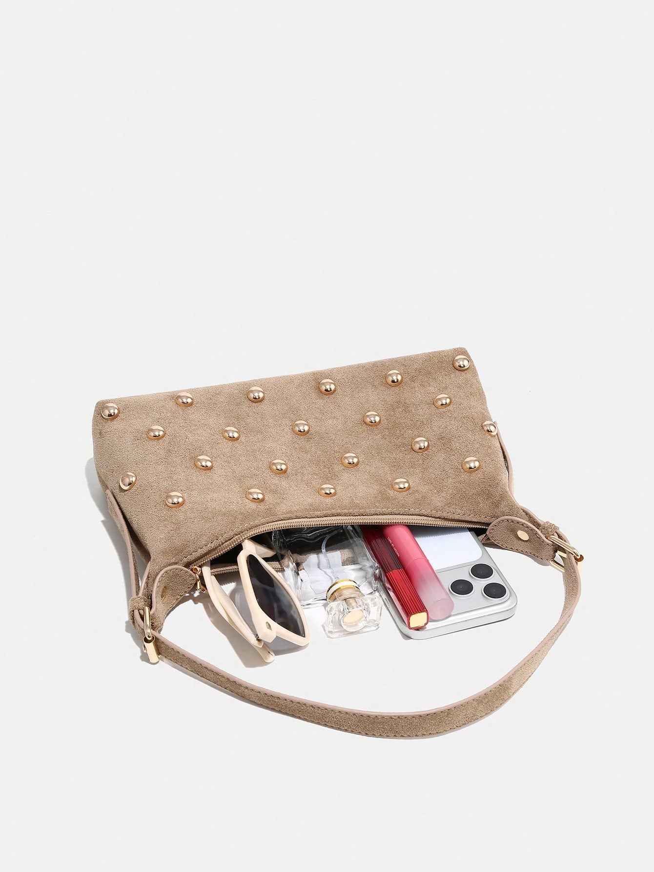 Novachic, 26 New Season, 1PC Rivet Decoration, Zipper Closure, Adjustable Shoulder Strap, Women's Underarm Bag, Shoulder Bag. Suitable For Various Occasions, Aesthetic