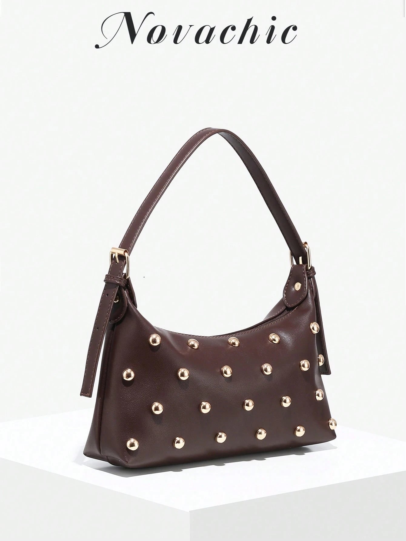 Novachic, 26 New Season, 1PC Rivet Decoration, Zipper Closure, Adjustable Shoulder Strap, Women's Underarm Bag, Shoulder Bag. Suitable For Various Occasions, Aesthetic