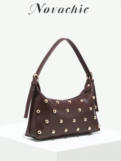 Novachic, 26 New Season, 1PC Rivet Decoration, Zipper Closure, Adjustable Shoulder Strap, Women's Underarm Bag, Shoulder Bag. Suitable For Various Occasions, Aesthetic