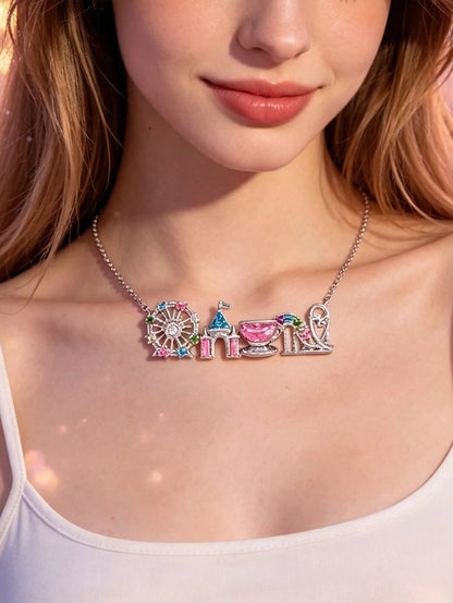 Now Cute Colorful Amusement Park Necklace Girl Castle Vegetable Pendant Necklace Fashion Jewelry To Send Girls Gifts.