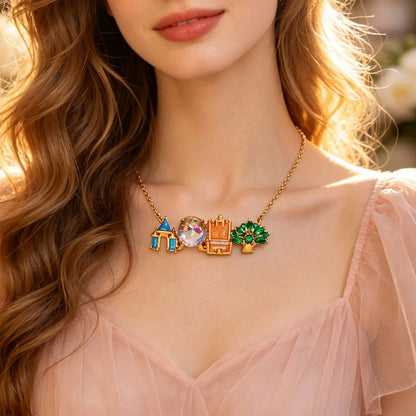 Now Cute Colorful Amusement Park Necklace Girl Castle Vegetable Pendant Necklace Fashion Jewelry To Send Girls Gifts.