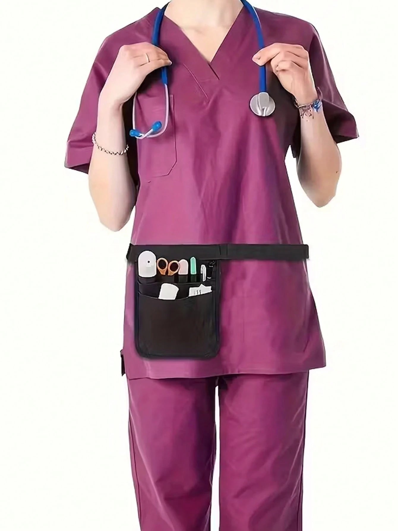 Nursing Tool Waist Bag- Polyester Tool Belt, Zipper Closure, Black, Machine Washable, Professional Medical Staff Storage Bag, Secure Storage Design, Nurse Accessories, Simple And Practical, Durable