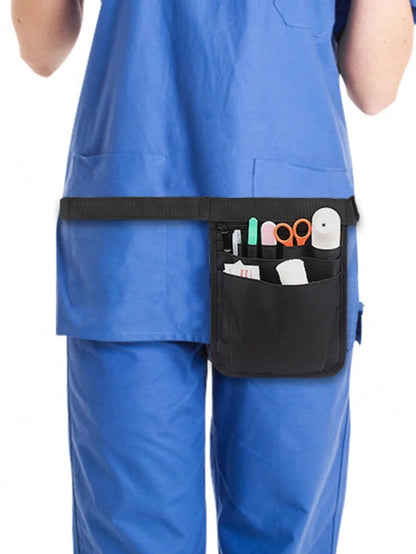Nursing Tool Waist Bag- Polyester Tool Belt, Zipper Closure, Black, Machine Washable, Professional Medical Staff Storage Bag, Secure Storage Design, Nurse Accessories, Simple And Practical, Durable