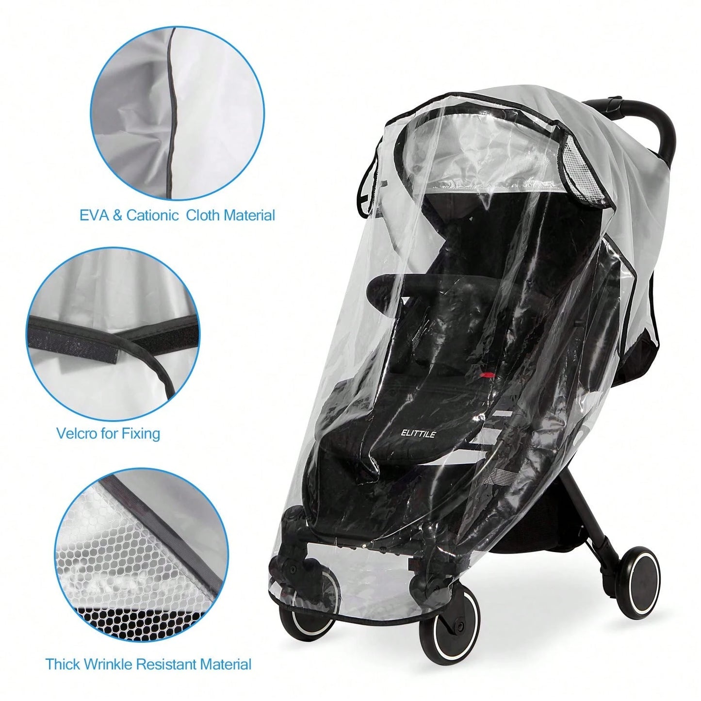 Oaoleer 1PC Clear Stroller Rain Cover, Universal Travel Weather Shield Breathable Baby Stroller Rain Cover For Windproof, Waterproof, Protect From Sun Dust Snow