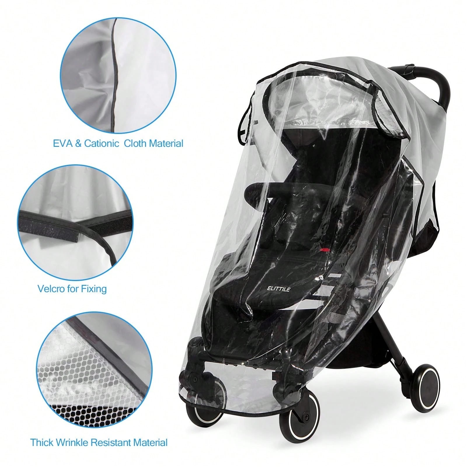 Oaoleer 1PC Clear Stroller Rain Cover, Universal Travel Weather Shield Breathable Baby Stroller Rain Cover For Windproof, Waterproof, Protect From Sun Dust Snow