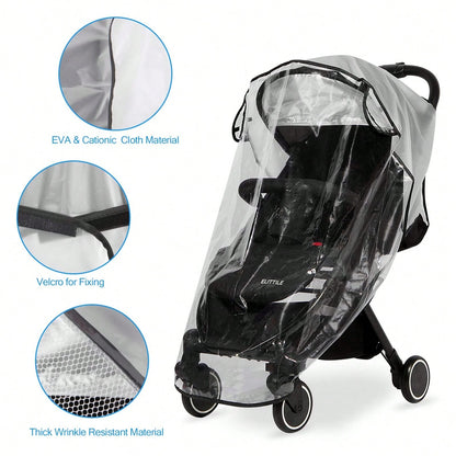 Oaoleer 1PC Clear Stroller Rain Cover, Universal Travel Weather Shield Breathable Baby Stroller Rain Cover For Windproof, Waterproof, Protect From Sun Dust Snow