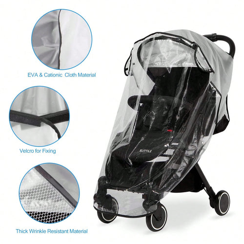 Oaoleer 1PC Clear Stroller Rain Cover, Universal Travel Weather Shield Breathable Baby Stroller Rain Cover For Windproof, Waterproof, Protect From Sun Dust Snow