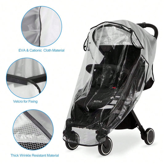 Oaoleer 1PC Clear Stroller Rain Cover, Universal Travel Weather Shield Breathable Baby Stroller Rain Cover For Windproof, Waterproof, Protect From Sun Dust Snow