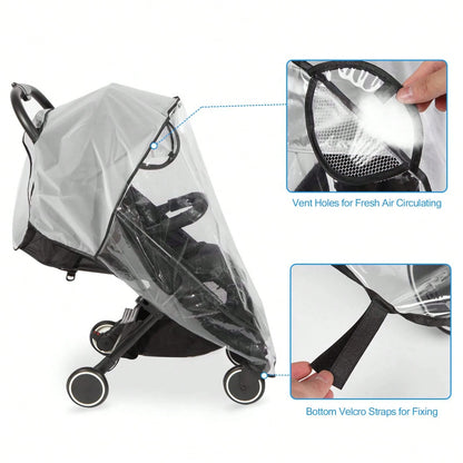 Oaoleer 1PC Clear Stroller Rain Cover, Universal Travel Weather Shield Breathable Baby Stroller Rain Cover For Windproof, Waterproof, Protect From Sun Dust Snow