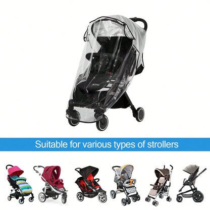 Oaoleer 1PC Clear Stroller Rain Cover, Universal Travel Weather Shield Breathable Baby Stroller Rain Cover For Windproof, Waterproof, Protect From Sun Dust Snow