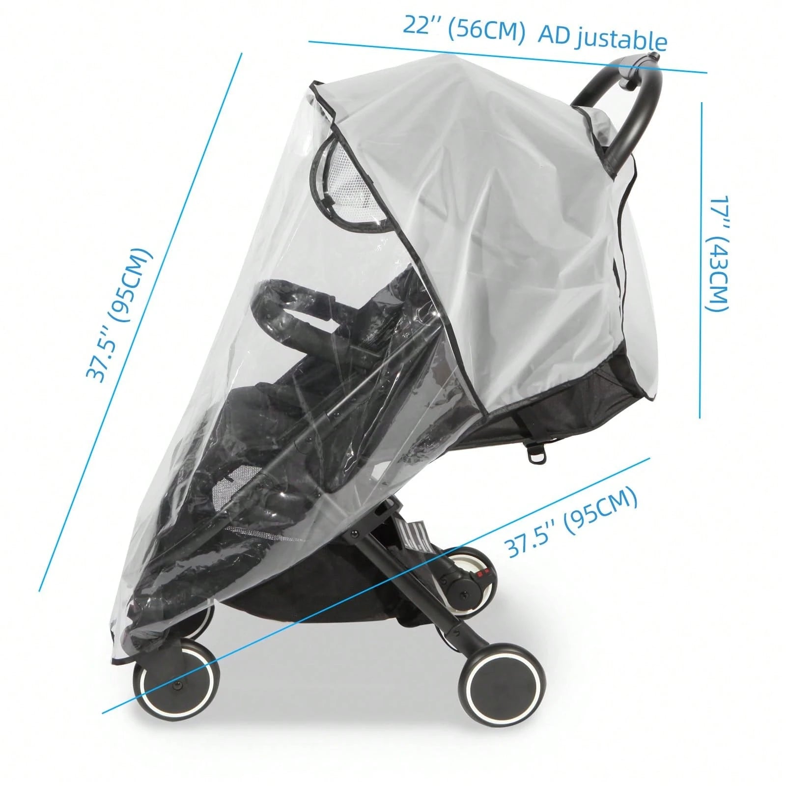 Oaoleer 1PC Clear Stroller Rain Cover, Universal Travel Weather Shield Breathable Baby Stroller Rain Cover For Windproof, Waterproof, Protect From Sun Dust Snow
