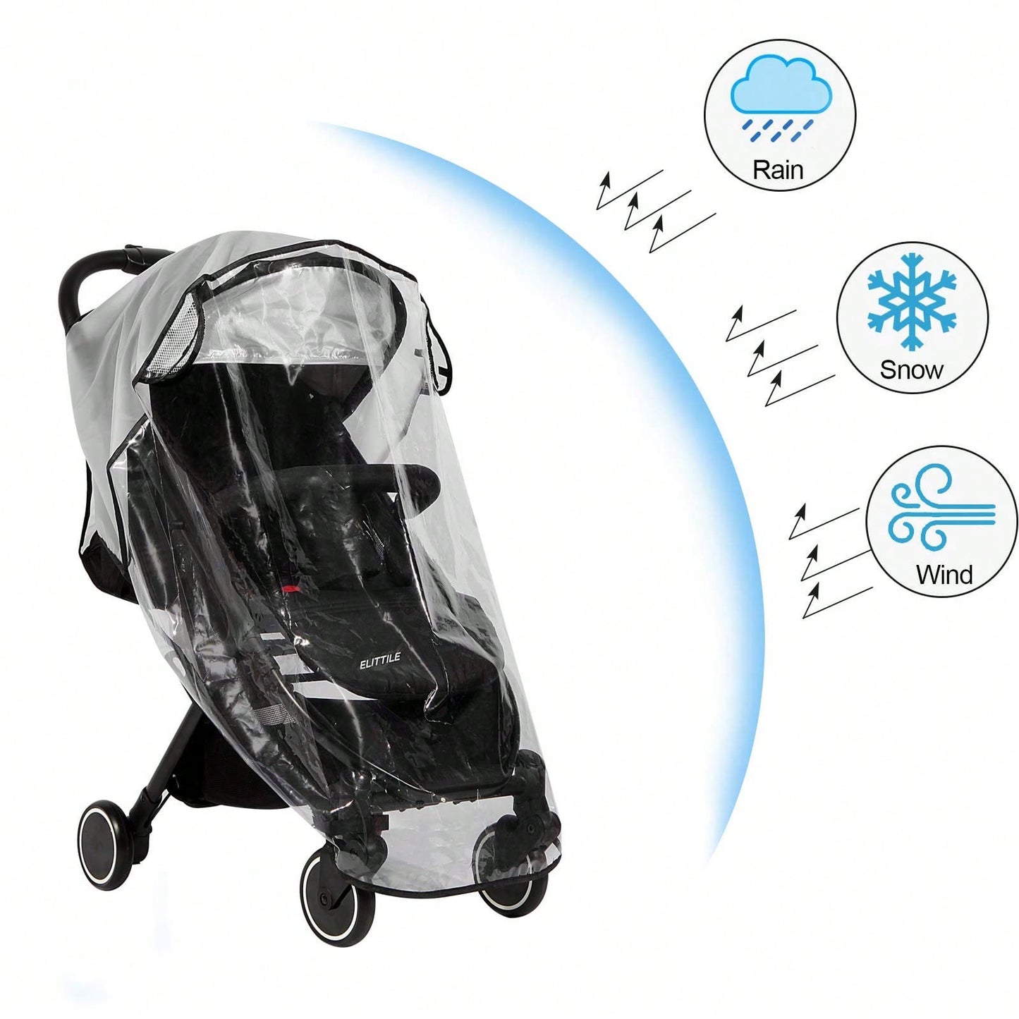 Oaoleer 1PC Clear Stroller Rain Cover, Universal Travel Weather Shield Breathable Baby Stroller Rain Cover For Windproof, Waterproof, Protect From Sun Dust Snow