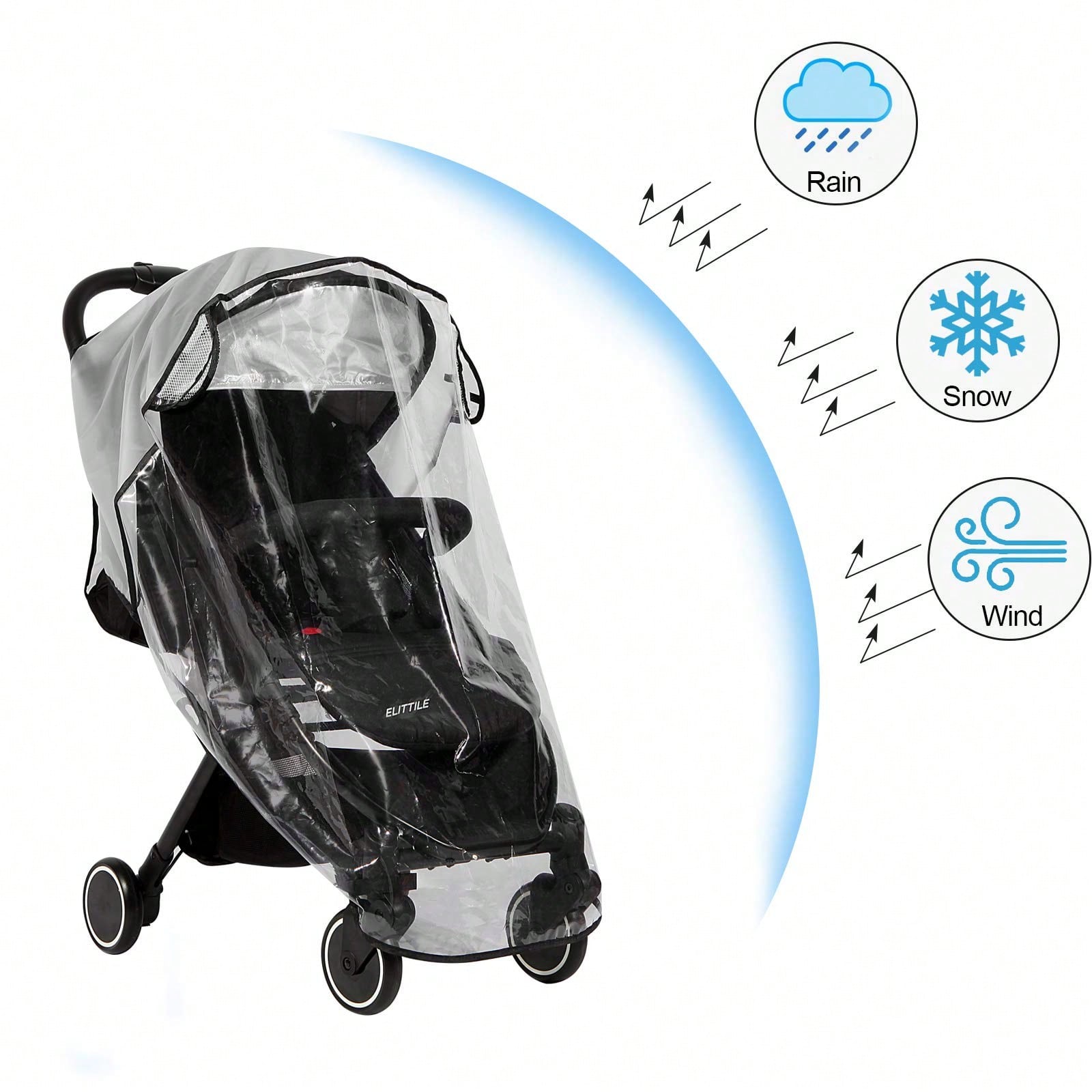 Oaoleer 1PC Clear Stroller Rain Cover, Universal Travel Weather Shield Breathable Baby Stroller Rain Cover For Windproof, Waterproof, Protect From Sun Dust Snow