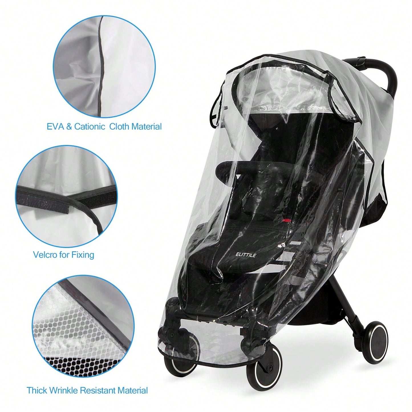Oaoleer 1PC Clear Stroller Rain Cover, Universal Travel Weather Shield Breathable Baby Stroller Rain Cover For Windproof, Waterproof, Protect From Sun Dust Snow