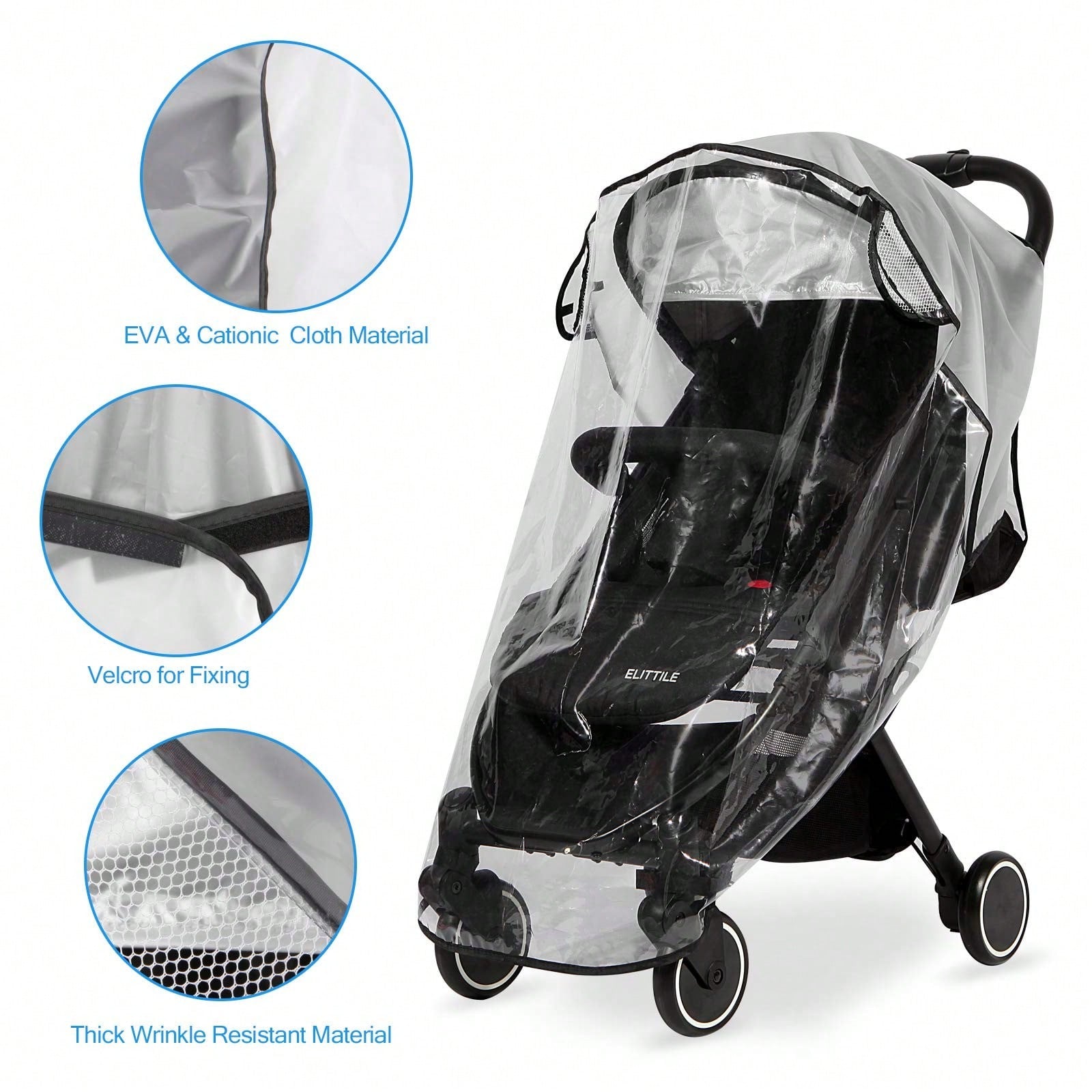 Oaoleer 1PC Clear Stroller Rain Cover, Universal Travel Weather Shield Breathable Baby Stroller Rain Cover For Windproof, Waterproof, Protect From Sun Dust Snow