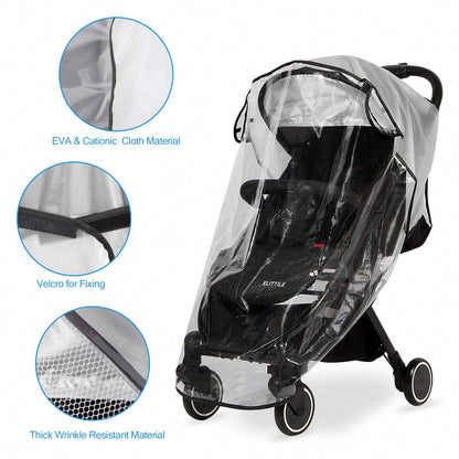 Oaoleer 1PC Clear Stroller Rain Cover, Universal Travel Weather Shield Breathable Baby Stroller Rain Cover For Windproof, Waterproof, Protect From Sun Dust Snow