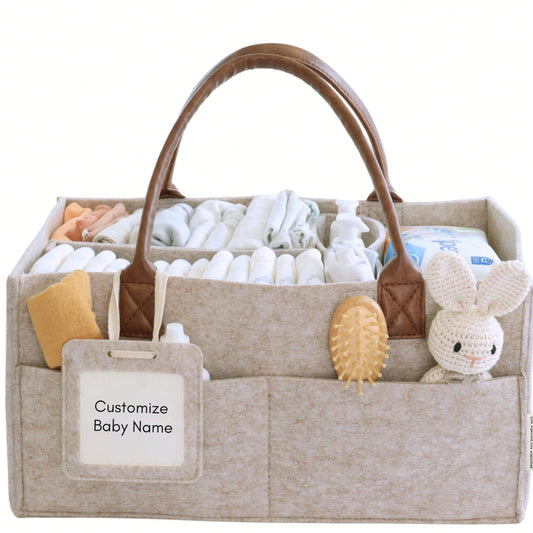 Oaoleer Sand Baby Diaper Caddy Organizer, Nursery Storage Basket For Newborn Essentials, Baby Shower Registry Gift, Diaper Wipe Car Organizer