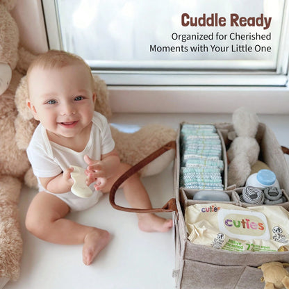 Oaoleer Sand Baby Diaper Caddy Organizer, Nursery Storage Basket For Newborn Essentials, Baby Shower Registry Gift, Diaper Wipe Car Organizer
