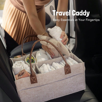 Oaoleer Sand Baby Diaper Caddy Organizer, Nursery Storage Basket For Newborn Essentials, Baby Shower Registry Gift, Diaper Wipe Car Organizer