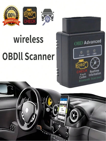 OBD2 Diagnostic Scanner Bluetooth Car Diagnostic Tool Compatible With All OBDII Protocol Vehicles Since 1996, Featuring I/M Readiness Check, Battery Test, Performance Test, Fault Code Reading And Clea