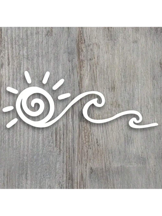 Ocean Waves & Sun Rise Car Sticker, Vinyl Vibrant Sunrise Pattern Car Window Decal