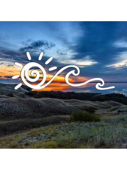 Ocean Waves & Sun Rise Car Sticker, Vinyl Vibrant Sunrise Pattern Car Window Decal