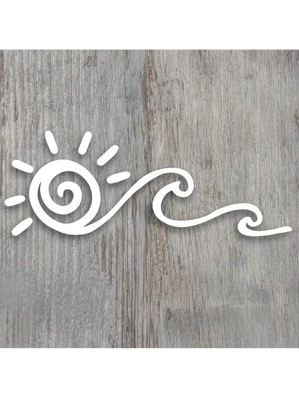 Ocean Waves & Sun Rise Car Sticker, Vinyl Vibrant Sunrise Pattern Car Window Decal
