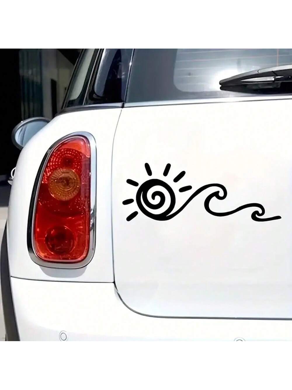 Ocean Waves & Sun Rise Car Sticker, Vinyl Vibrant Sunrise Pattern Car Window Decal