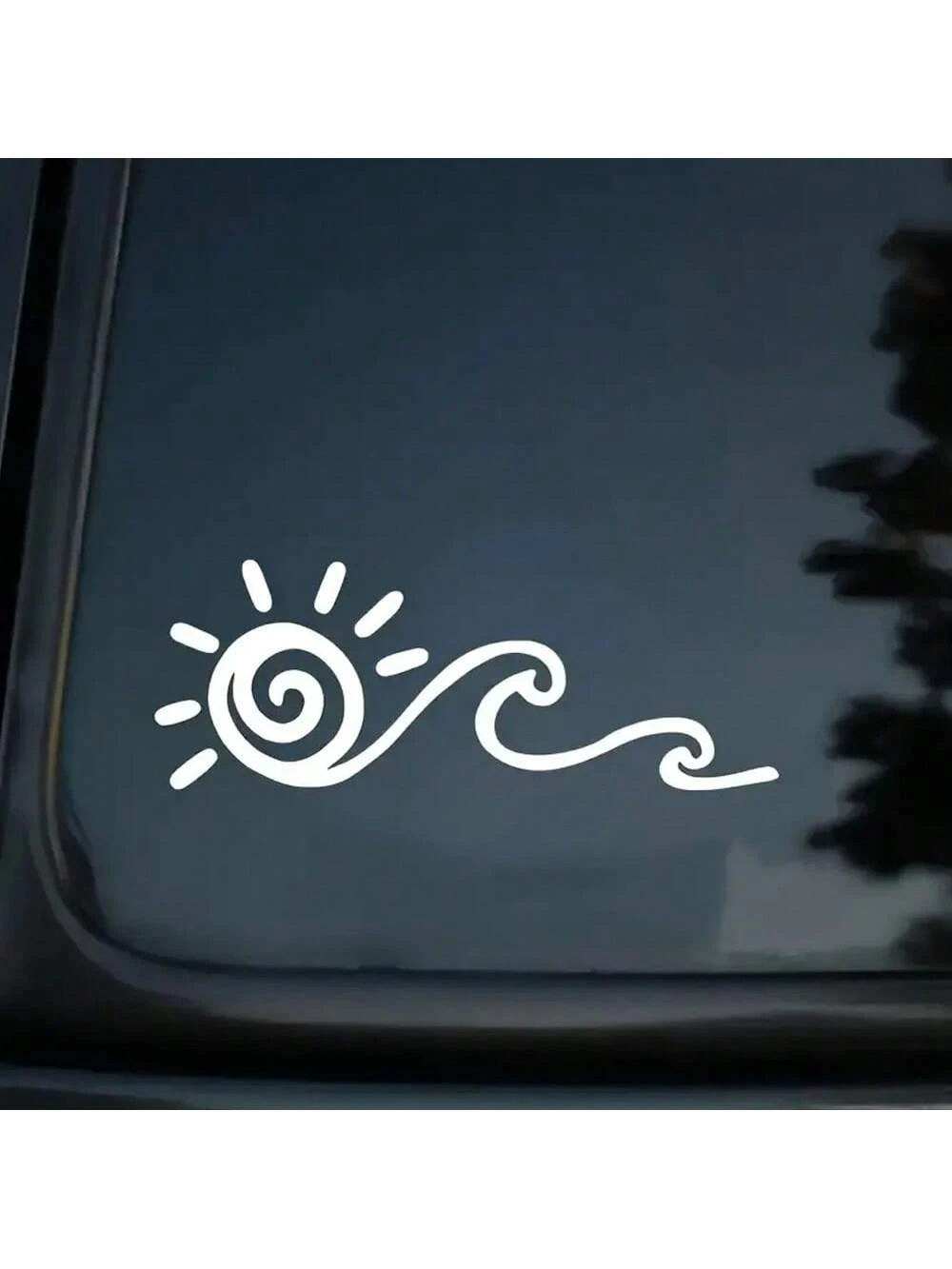 Ocean Waves & Sun Rise Car Sticker, Vinyl Vibrant Sunrise Pattern Car Window Decal