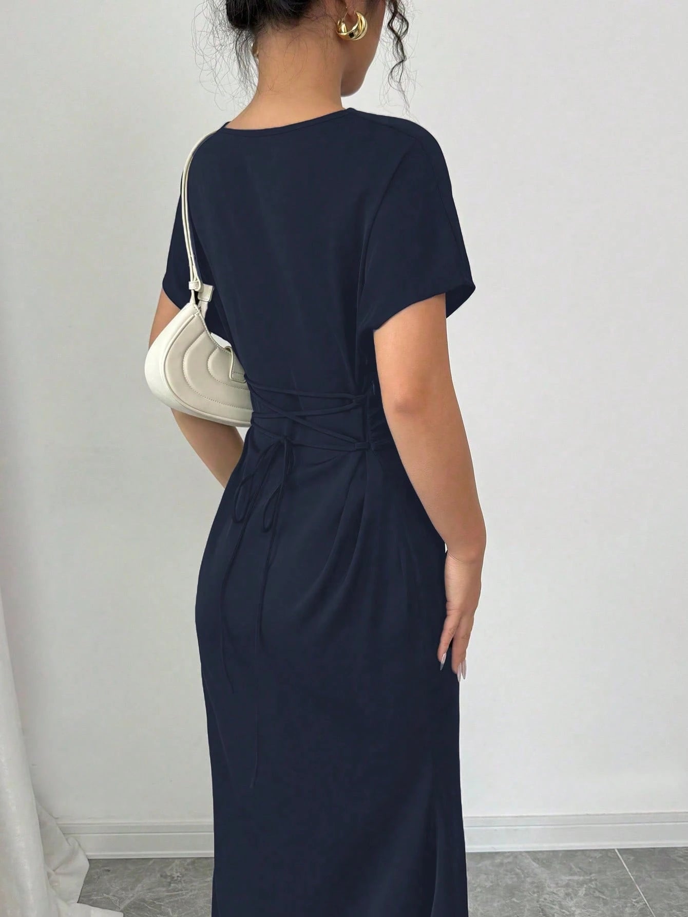 Olia Maree Solid Color Elegant & Romantic Draped Neck Backstrap Waist-Cinching Mermaid Dress For Women, Early Spring