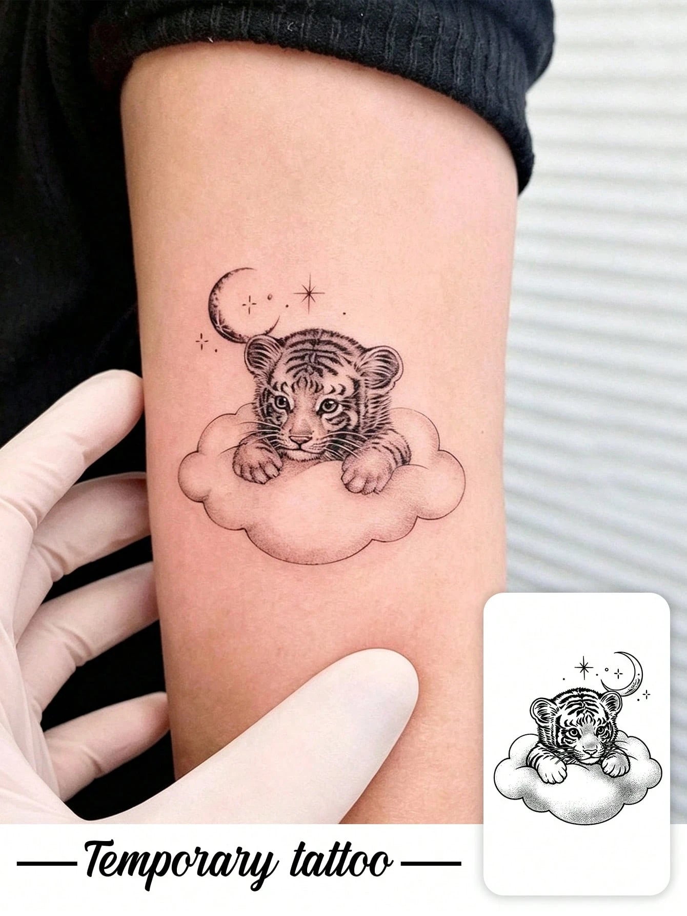 One Temporary Temporary Tattoo Sticker Featuring A Powerful Leopard Design Paired With Tropical Floral And Botanical Patterns. Waterproof And Sweatproof, Washable, And Non-Reflective. This Product Is