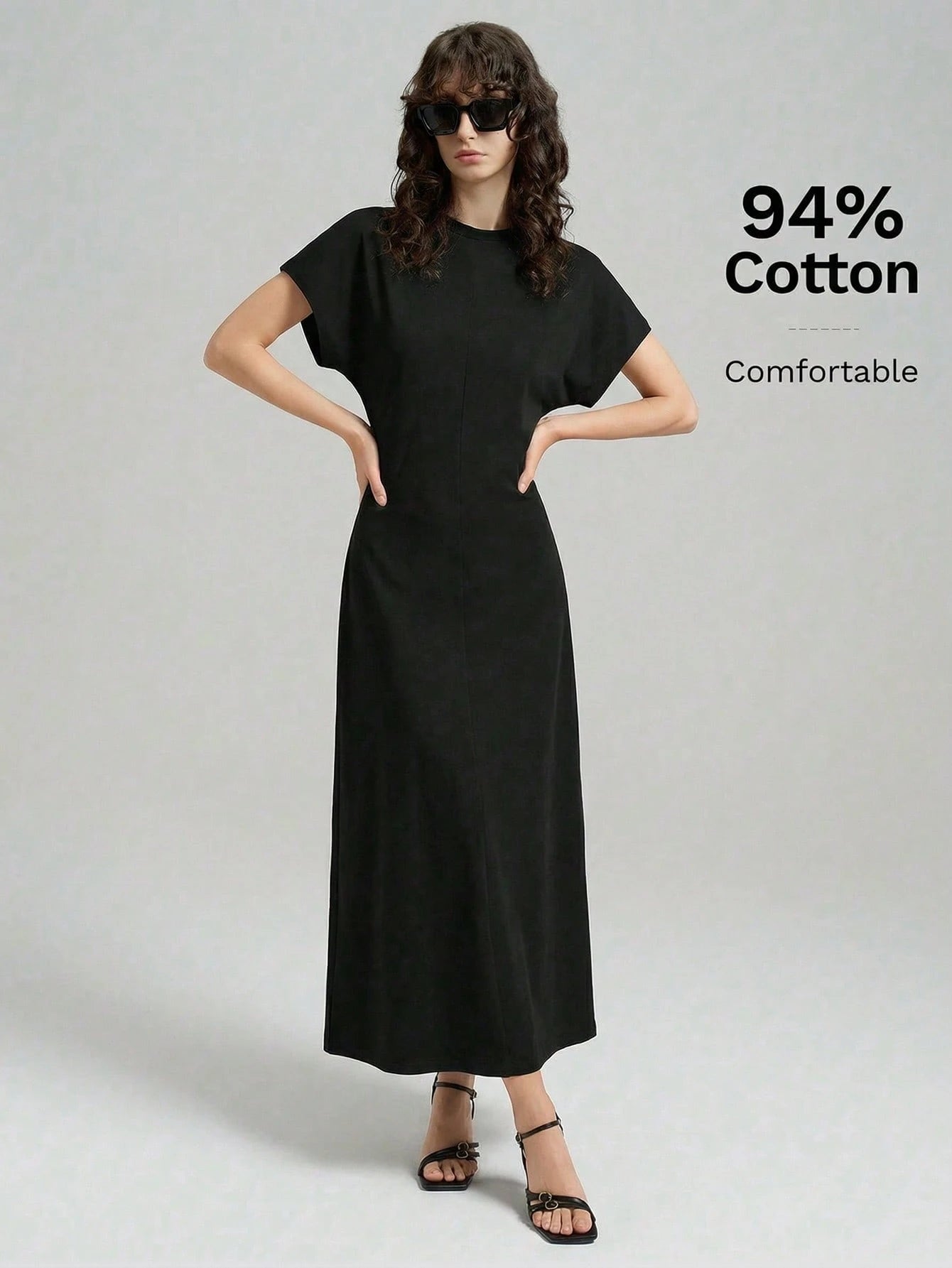 Ontre Women's White Summer Casual Vacation Cream Textured Fabric High Elasticity Loose Fit Short Sleeve Gathered Waist A-Line Long Dress,Minimalist Outfit
