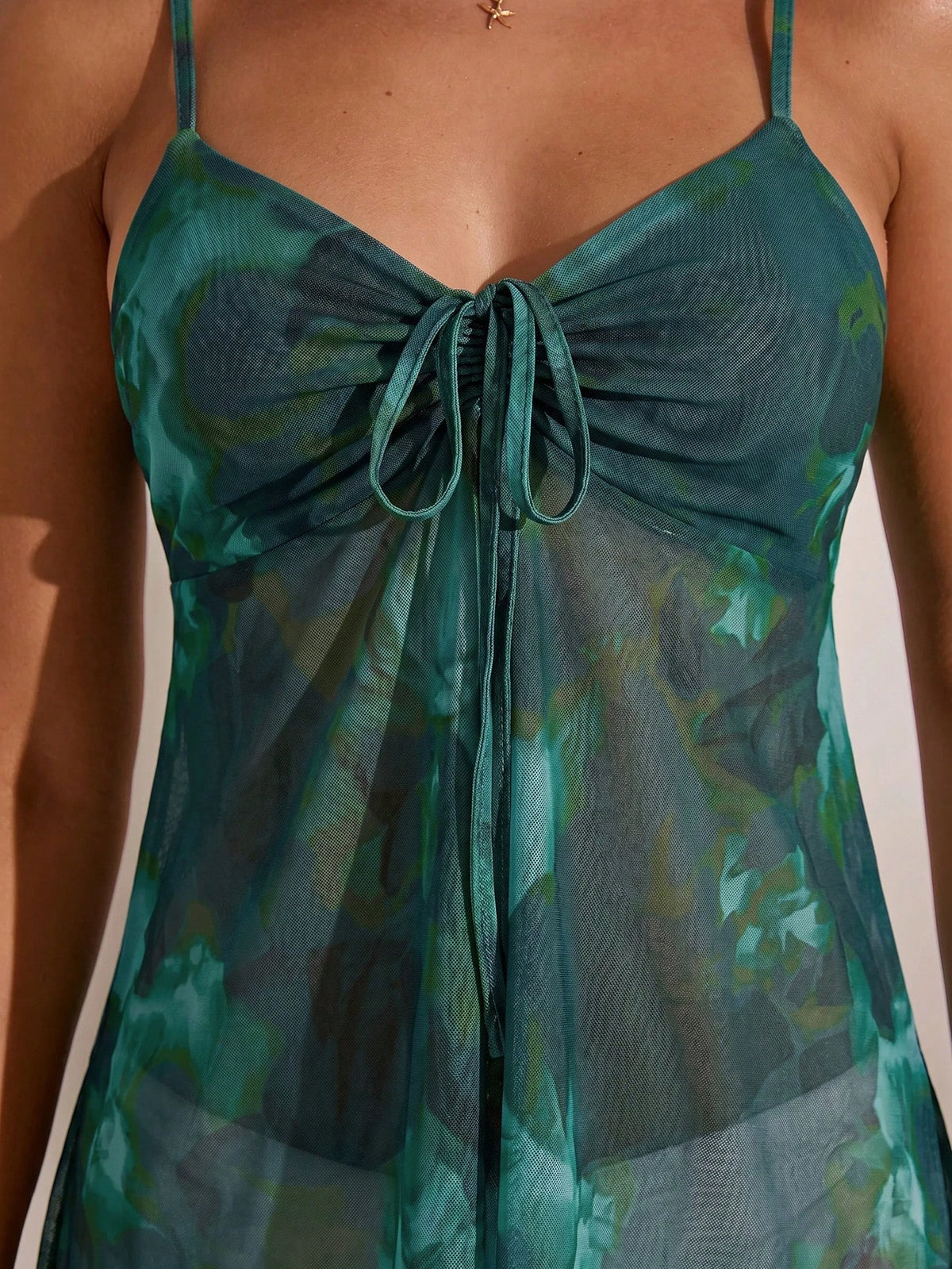 Opulessa Spring/Summer Vacation Knit Mesh Print Camisole Tank Top For Women