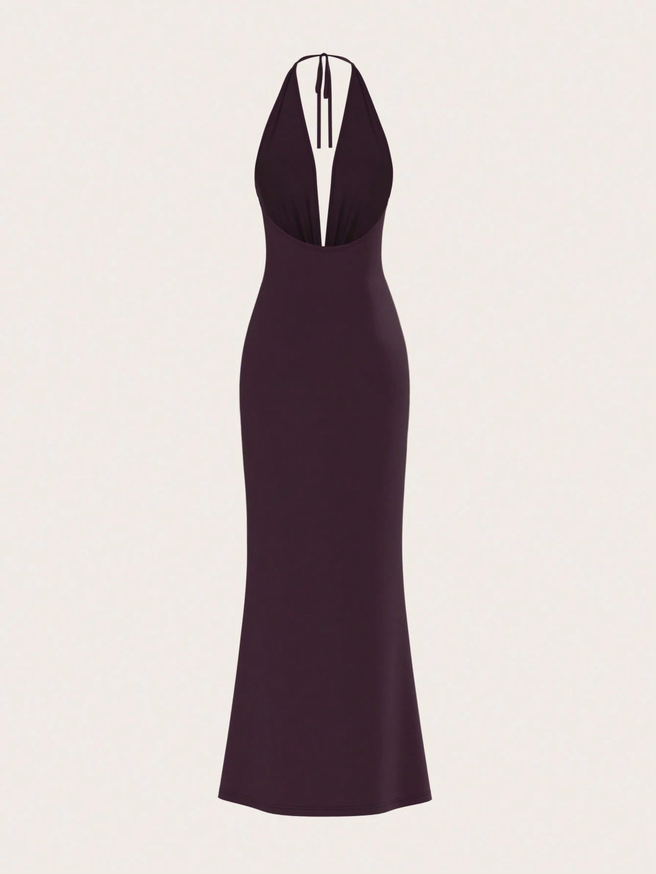Opulessa Women's Dark Purple Summer Elegant Sexy Party Dinner Knit Backless Dress Metal Bucket Gathered Umbrella Hem Maxi Mermaid Dress Wedding Guest Outfits