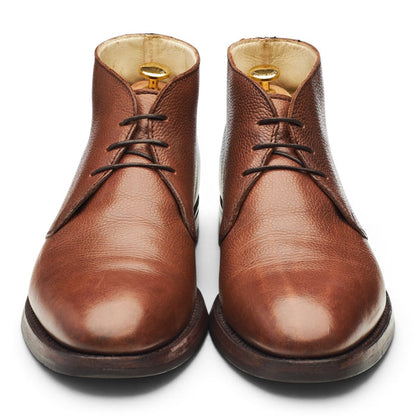 'Orkney' Tan Brown Grain Leather Chukka Boots UK 9.5 F