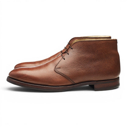 'Orkney' Tan Brown Grain Leather Chukka Boots UK 9.5 F