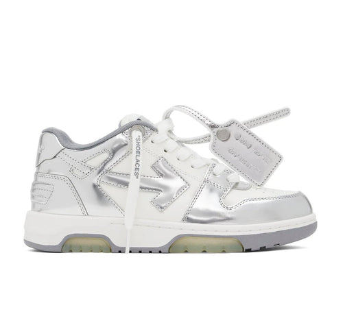 OFF-WHITE Out Of Office OOO Low Tops Silver White