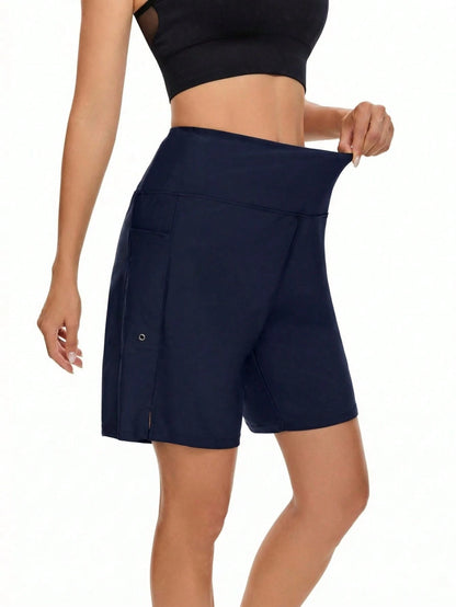 OUTBALL Women's 7" High Waisted Long Swim Board Shorts Quick Dry Beach Swimming Shorts With Liner And Pockets