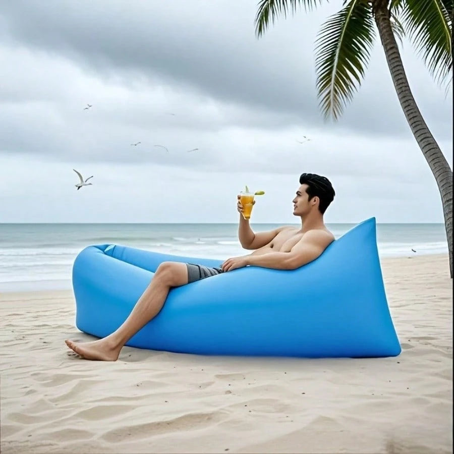 Outdoor Air Lazy Inflatable Sofa Bag Portable Camping Sofa Air Sleeping Bag Lunch Break Mattress Music Festival Concert Recliner, Quick Inflatable Portable Sofa Bed- Supports A Weight Of 440.92 Pound