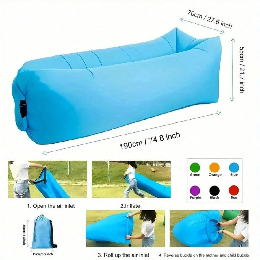 Outdoor Air Lazy Inflatable Sofa Bag Portable Camping Sofa Air Sleeping Bag Lunch Break Mattress Music Festival Concert Recliner, Quick Inflatable Portable Sofa Bed- Supports A Weight Of 440.92 Pound