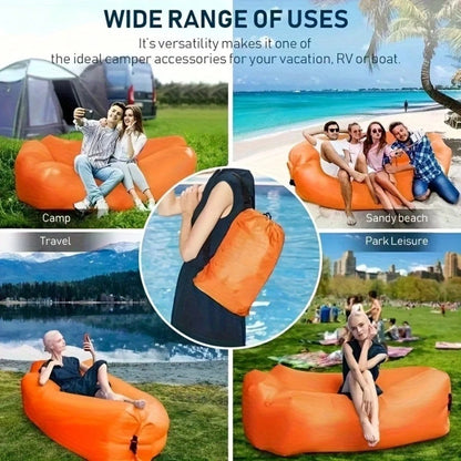 Outdoor Air Lazy Inflatable Sofa Bag Portable Camping Sofa Air Sleeping Bag Lunch Break Mattress Music Festival Concert Recliner, Quick Inflatable Portable Sofa Bed- Supports A Weight Of 440.92 Pound