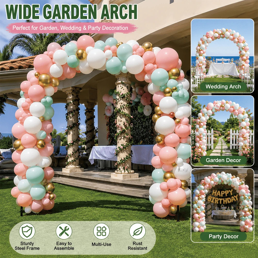 Outdoor Flower Garden Arch Trellis 7.8Ft High X 4.6Ft Wide, Metal Garden Pergola Arbor For Climbing Plants, Black