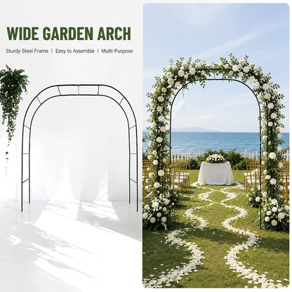 Outdoor Flower Garden Arch Trellis 7.8Ft High X 4.6Ft Wide, Metal Garden Pergola Arbor For Climbing Plants, Black