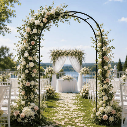 Outdoor Flower Garden Arch Trellis 7.8Ft High X 4.6Ft Wide, Metal Garden Pergola Arbor For Climbing Plants, Black